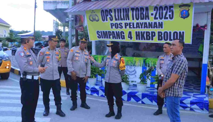 Ka Ops Res Operasi Lilin Toba 2025 Polres Samosir Cek Situasi Pos Pelayanan di Hari Pertama Operasi